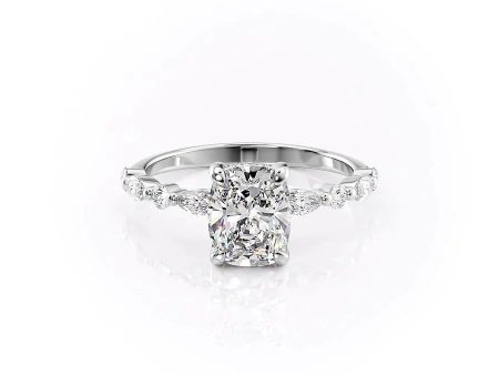 The Lindsey Set With A 1 Carat Elongated Cushion Lab Diamond Online Hot Sale