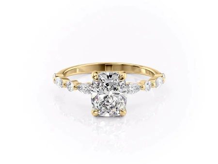 The Lindsey Set With A 1 Carat Elongated Cushion Lab Diamond Online Hot Sale