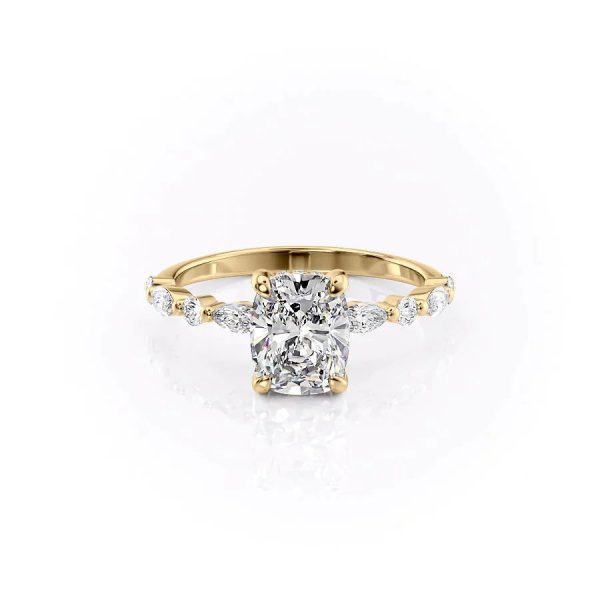 The Lindsey Set With A 1 Carat Elongated Cushion Lab Diamond Online Hot Sale