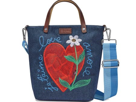 Amoreheart Embroidered Medium Messenger Bag Online Hot Sale