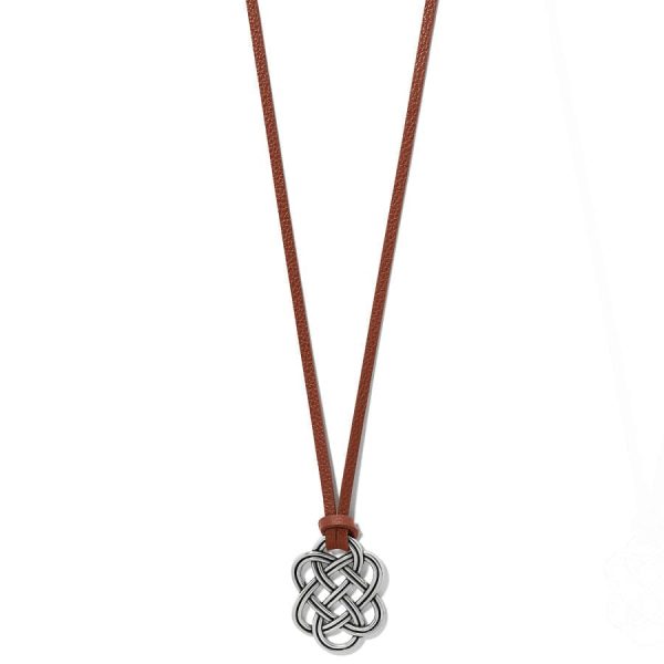 Interlok Trellis Leather Necklace Online Hot Sale