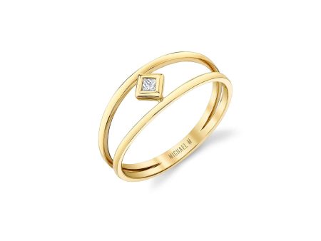 Princess Bezel Double Shank Ring F407 For Cheap