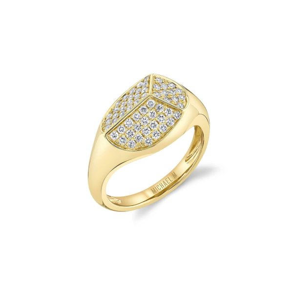 Carve Signet Ring with Pavé F465 Online Sale