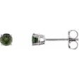 14K White 3 mm Natural Green Tourmaline Stud Earrings Cheap