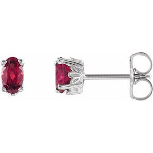 14K White Natural Mozambique Garnet Earrings Fashion