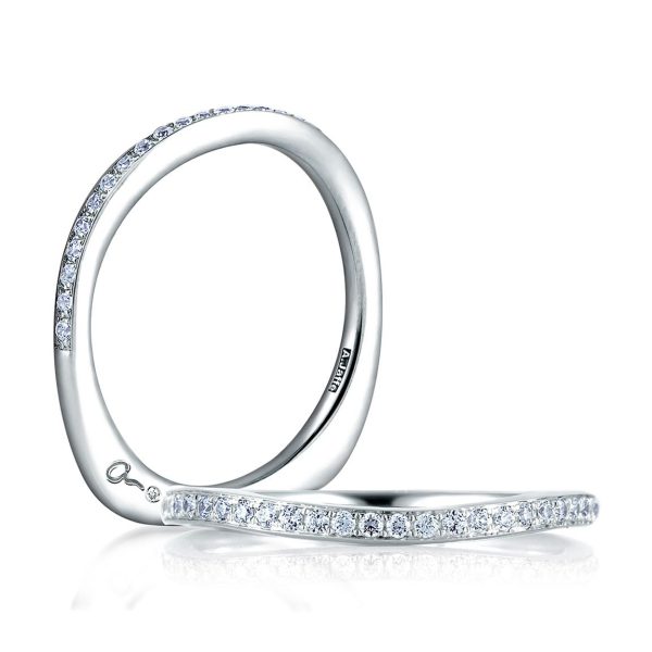 A.Jaffe Wedding Bands Curved Pave Set Signature Band MRS332 19 Online