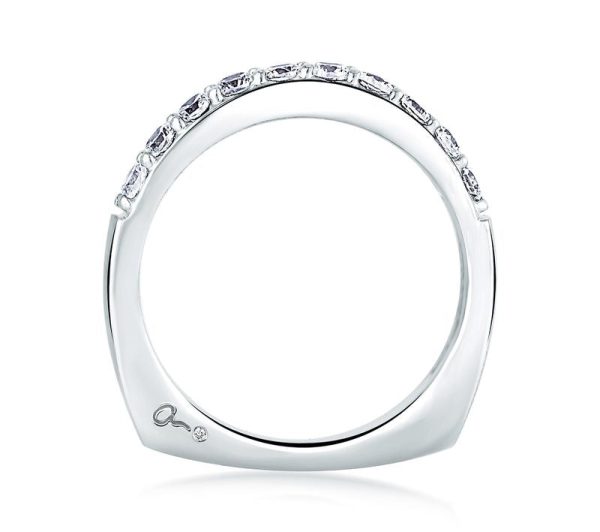 A.Jaffe Wedding Bands Classic Eleven Diamond Shared Prong Band with A.JAFFE Signature Shank MRS078 26 For Cheap