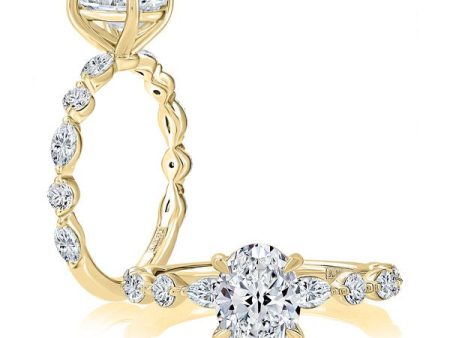 A.Jaffe Engagement Rings Floating Alternating Round and Marquise Diamond Engagement Ring MECOV2929T 262B For Discount