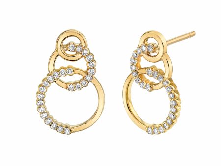 Triple Circle Diamond Drop Earrings ER273YG on Sale