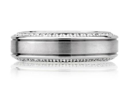 A.Jaffe Wedding Bands Modern Profile Channel Set Men s Diamond Band BB0131E-6 110 For Cheap