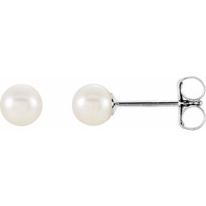 14K White 4 mm Cultured White Akoya Pearl Earrings Supply