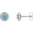 14K White 3.5 mm Natural Blue Zircon & 1 8 CTW Natural Diamond Earrings Online