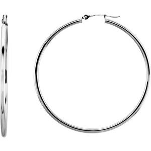 14K White Tube 13 mm Hoop Earrings Online Hot Sale