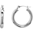 14K White Tube 15 mm Hoop Earrings For Discount