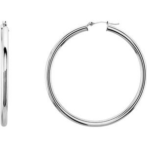 14K White Tube 48 mm Hoop Earrings Hot on Sale