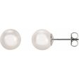 14K White 8 mm Cultured White Akoya Pearl Earrings For Cheap