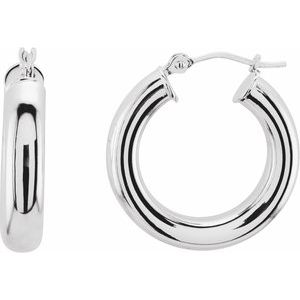 14K White Tube 20 mm Hoop Earrings Hot on Sale