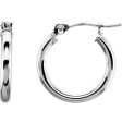 14K White Tube 13 mm Hoop Earrings Online Hot Sale