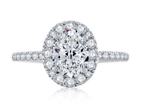 A.Jaffe Engagement Rings Oval Halo Engagement Ring with Belted Gallery Detail ME2168Q 260B For Discount