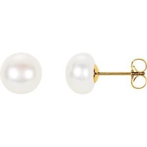 14K Yellow Panache® Cultured White Freshwater Pearl Stud Earrings Online Hot Sale