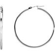 14K White Tube 25 mm Hoop Earrings Online now