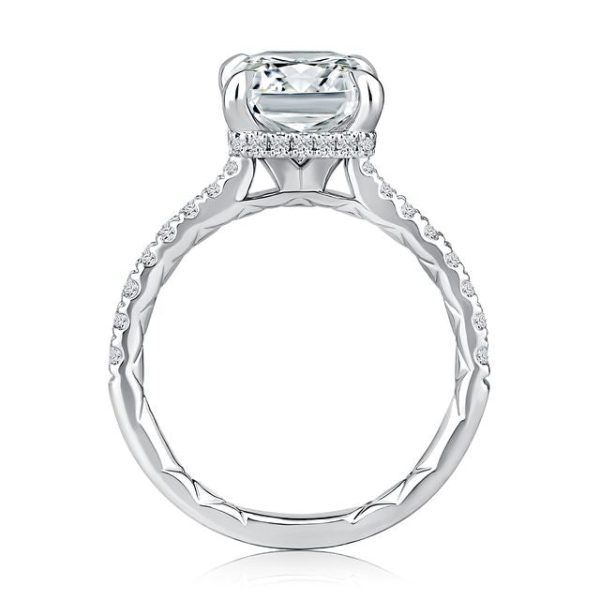 A.Jaffe Engagement Rings Radiant Shaped Diamond Engagement Ring with Hidden Halo and Quilts Interior Diamond Band MECRA3024Q 340 For Discount