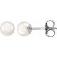 14K White 8 mm Cultured White Akoya Pearl Earrings For Cheap