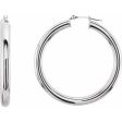 14K White Tube 20 mm Hoop Earrings Hot on Sale