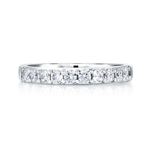 A.Jaffe Wedding Bands Classic Eleven Diamond Shared Prong Band with A.JAFFE Signature Shank MRS078 26 For Cheap