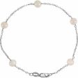 Sterling Silver Cultured White Freshwater Pearl 5-Station 7.5  Bracelet For Cheap