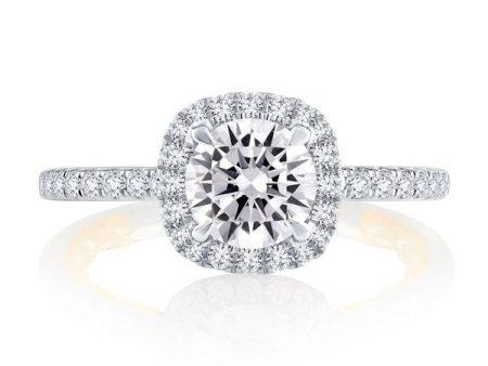 A.Jaffe Engagement Rings Classic Two Tone Halo Round Cut Diamond Engagement Ring MECRD2332Q 147 Sale