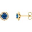 14K Yellow 3.5 mm Natural Blue Zircon & 1 8 CTW Natural Diamond Earrings Discount