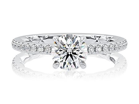 A.Jaffe Engagement Rings Solitaire Bezel Round Cut Diamond Engagement Ring MECRD2907Q 132 on Sale