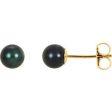 14K Yellow 6 mm Cultured Black Akoya Pearl Earrings Online now