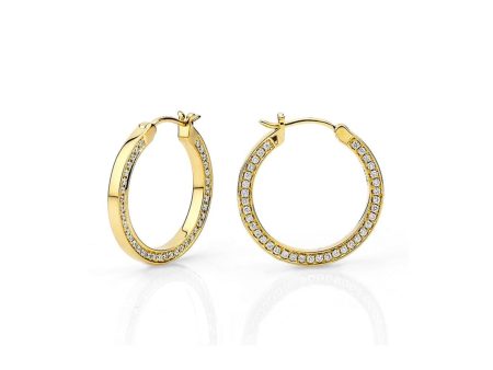 Small Chroma Gold Edge Pavé Hoops ER480-HP-YG Online Hot Sale