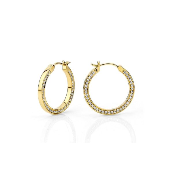 Small Chroma Gold Edge Pavé Hoops ER480-HP-YG Online Hot Sale