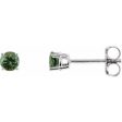 14K White 3 mm Natural Green Tourmaline Stud Earrings Cheap