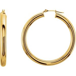 14K Yellow Tube 40 mm Hoop Earrings Online Hot Sale