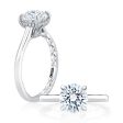 A.Jaffe Engagement Rings Classic Four Prong Round Cut Solitaire Diamond Engagement Ring with Peekaboo Diamond MECRD2815Q 157 Hot on Sale