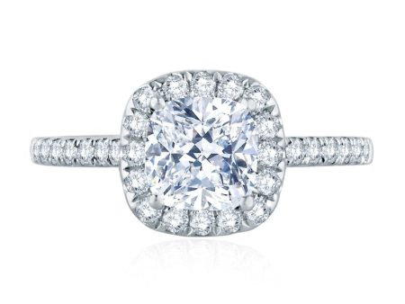 A.Jaffe Engagement Rings Cathedral Open Bridge Halo Cushion Engagement Ring MES577 142 Sale