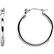 14K White Tube 13 mm Hoop Earrings Online Hot Sale