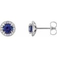 14K White 3.5 mm Natural Blue Zircon & 1 8 CTW Natural Diamond Earrings Online