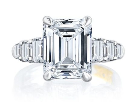 A.Jaffe Engagement Rings Classic Four Prong Emerald Cut Diamond Flanked Engagement Ring MECEC2856 427 Online Hot Sale