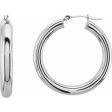 14K White Tube 20 mm Hoop Earrings Hot on Sale