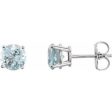 14K White 6 mm Natural Aquamarine Stud Earrings Fashion