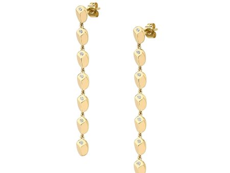 Carve Drop Earrings with Diamonds ER460YG Online Hot Sale