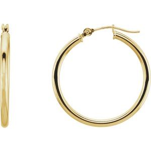 14K Yellow Tube 20 mm Hoop Earrings on Sale