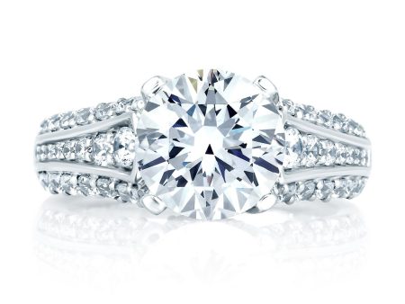 A.Jaffe Engagement Rings Three Row Designer Studded Prong Engagement Ring MES267 405 Online