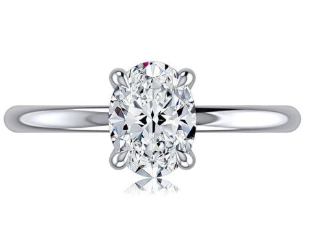 A.Jaffe Engagement Rings Classic Four Prong Solitaire Oval Diamond Engagement Ring with Hidden Halo MECOV2957L 209 Online