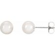 14K White 8 mm Cultured White Akoya Pearl Earrings For Cheap